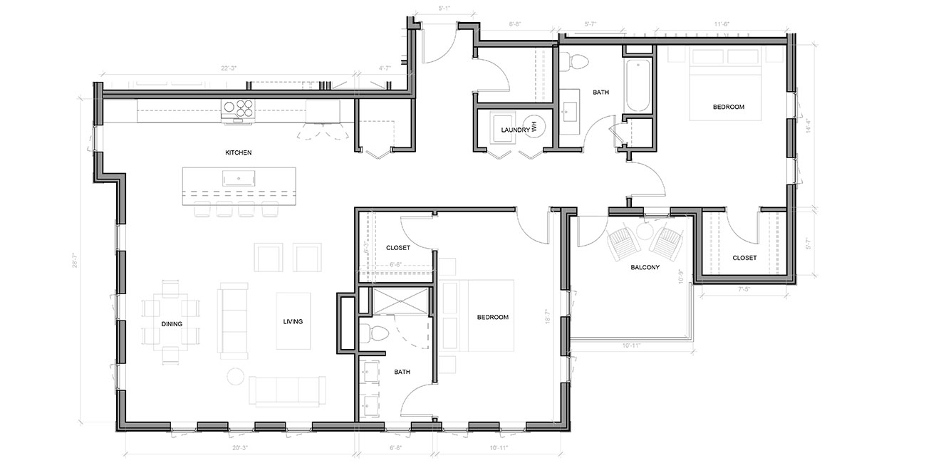 2 bed, 2 bath
